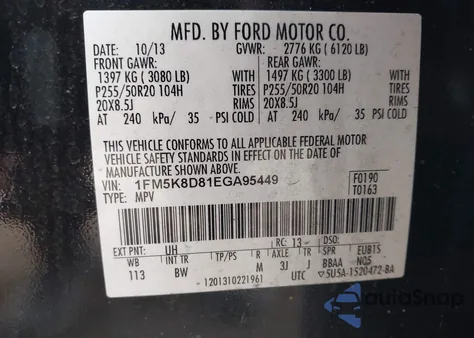 2014 Ford Explorer Xlt from USA, damaged, VIN 1FM5K8D81EGA95449